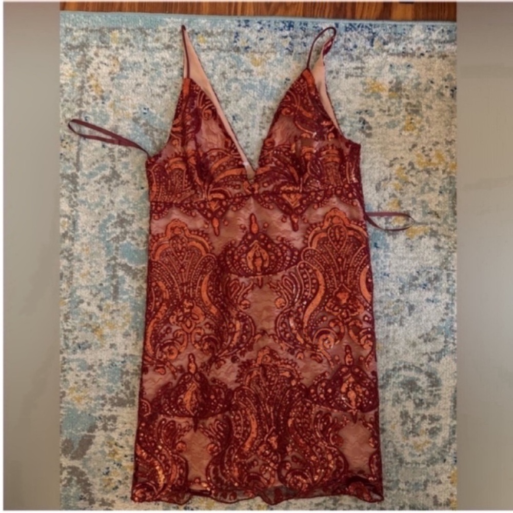 Free people night shimmers red mini dress - Picture 2 of 2